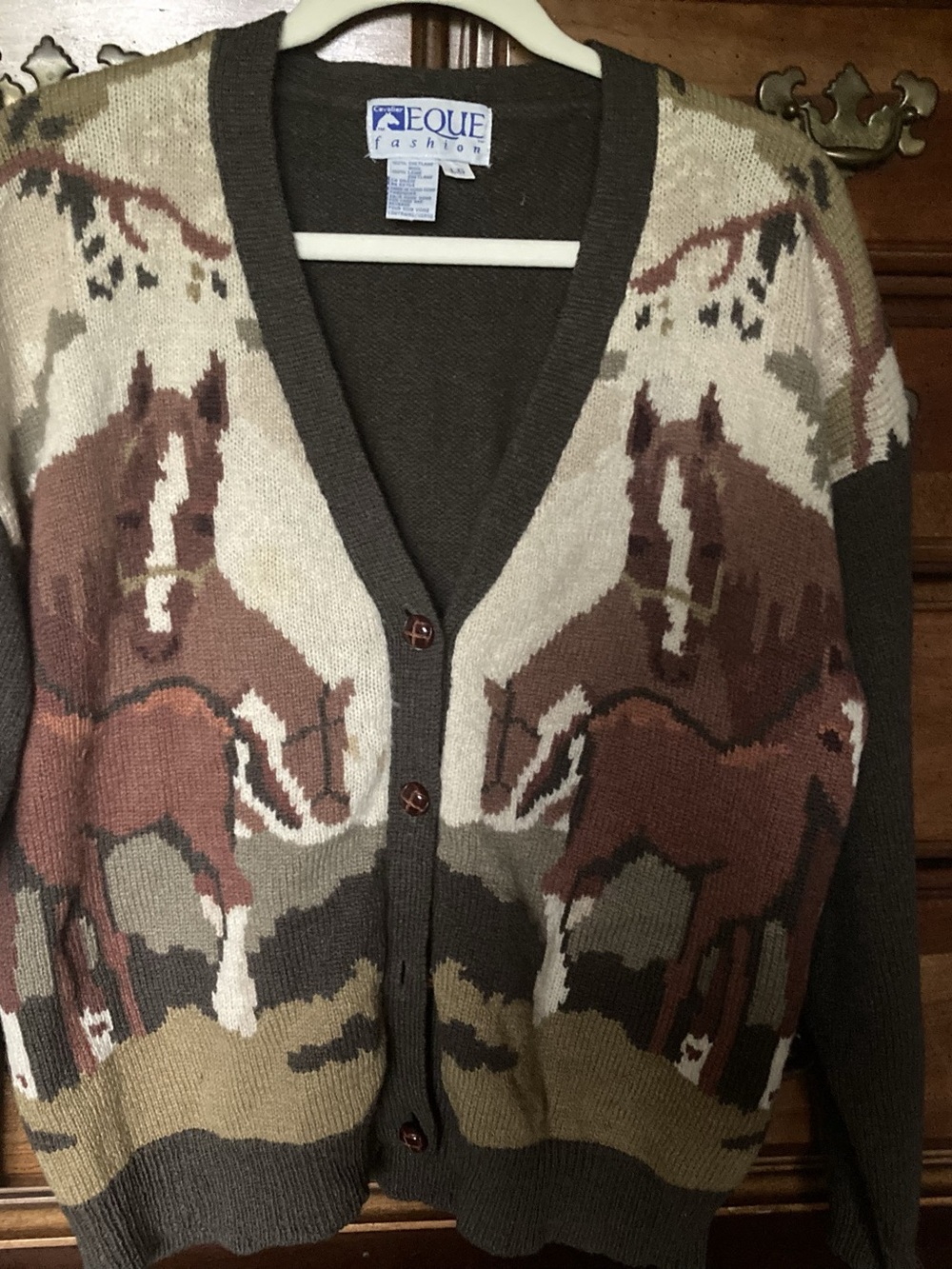 Vintage Wool Equestrian Cardigan
